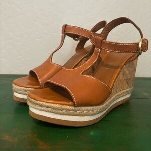 Cognac Franco Sarto Cork Wedges